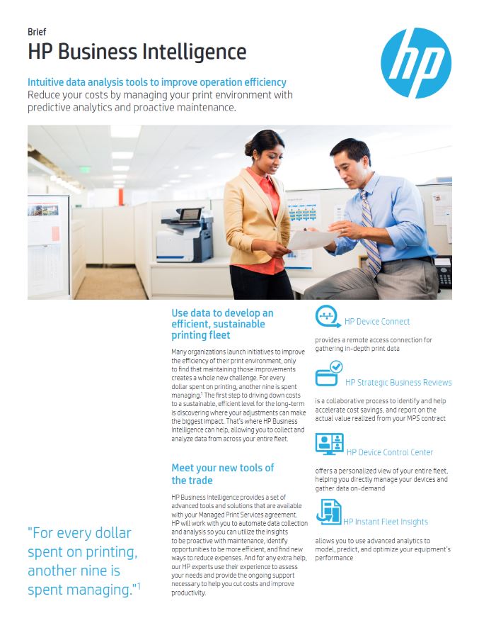HP, Business Intelligence, Brochure, HP, Hewlett Packard, Allied Document Solutions & Services