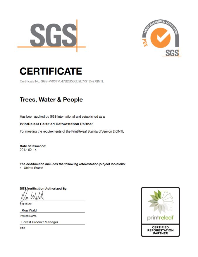 SGS Certificate, PrintReleaf, Allied Document Solutions & Services