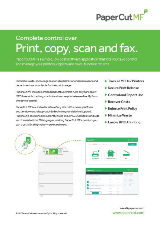 Papercut, Mf, Fact Sheet, Allied Document Solutions & Services
