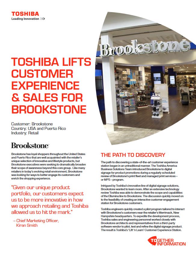 Brookstone, Case Study, Digital Signage, Toshiba, Allied Document Solutions & Services